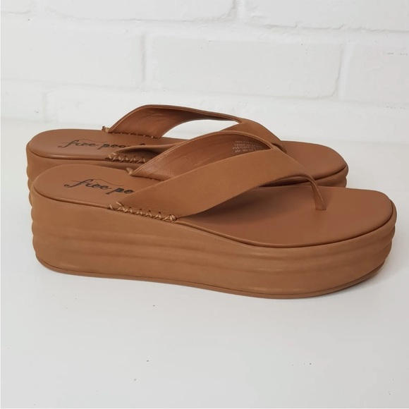 Free People Tan Thong Flatform Sandals UK 8 EU 41 Haven Platform Chunky BN - Picture 3 of 12